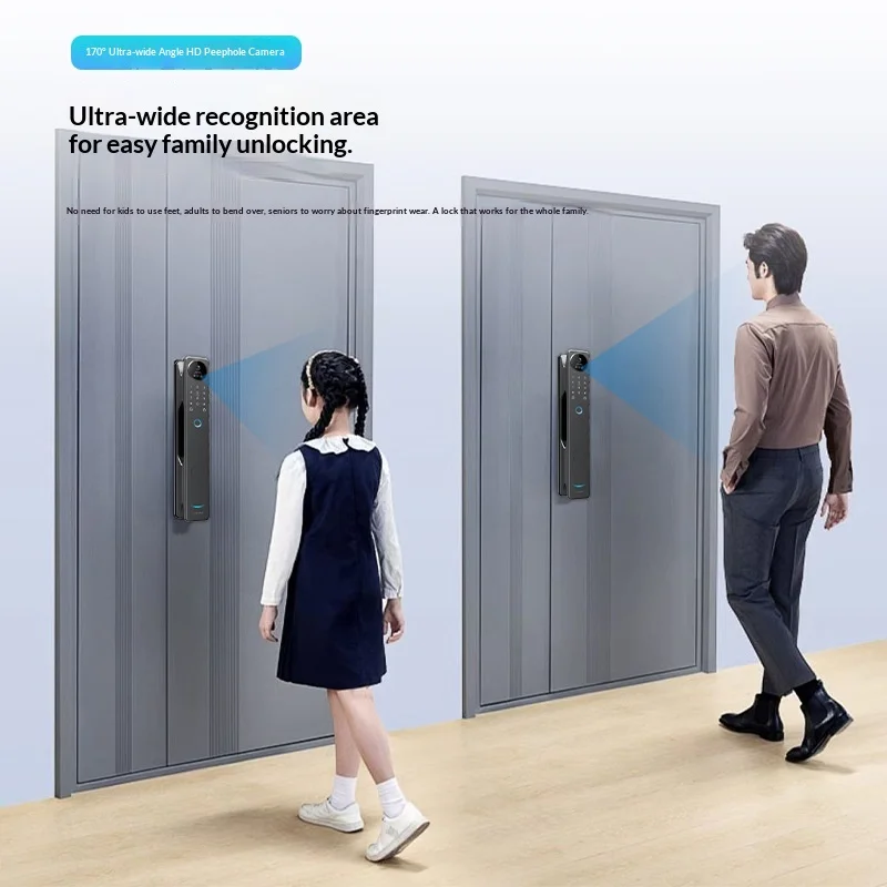 Full-Automatic Smart Lock-Fingerprint Facial Recognition Peephole Camera Anti-Theft Cloud Wi-Fi Enabled Home Security Lock
