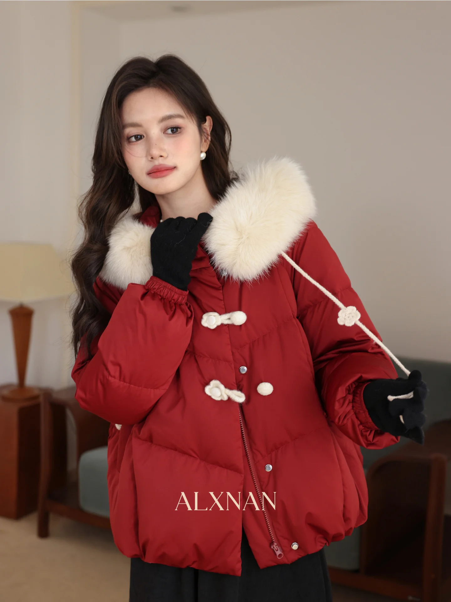 

Теплая женская пуховая куртка с отстегивающимся меховым воротником, повседневная, средней длины, однотонная