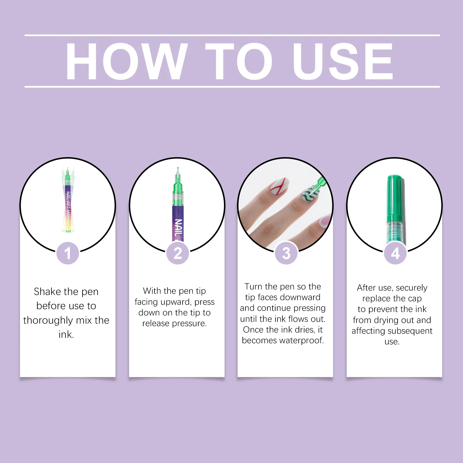 Bolígrafo para decoración de uñas resistente a la decoloración, fuerte adherencia de Color, varias puntas para uñas DIY, práctico bolígrafo delineador de dibujo multicolor