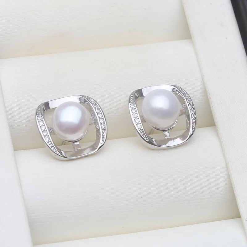 

Real Freshwater Earrings With Natural Pearls,925 Silver White Natural Pearl Earrings Jewelry Wife Mother Birthday Gifts Pink