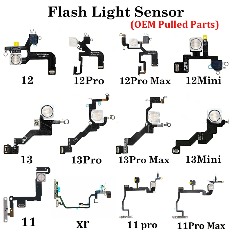 Cable flexible de sensor de luz LED desmontado OEM de repuesto para iPhone X XR XS 11 12 13 Pro Max Mini, sensor de proximidad