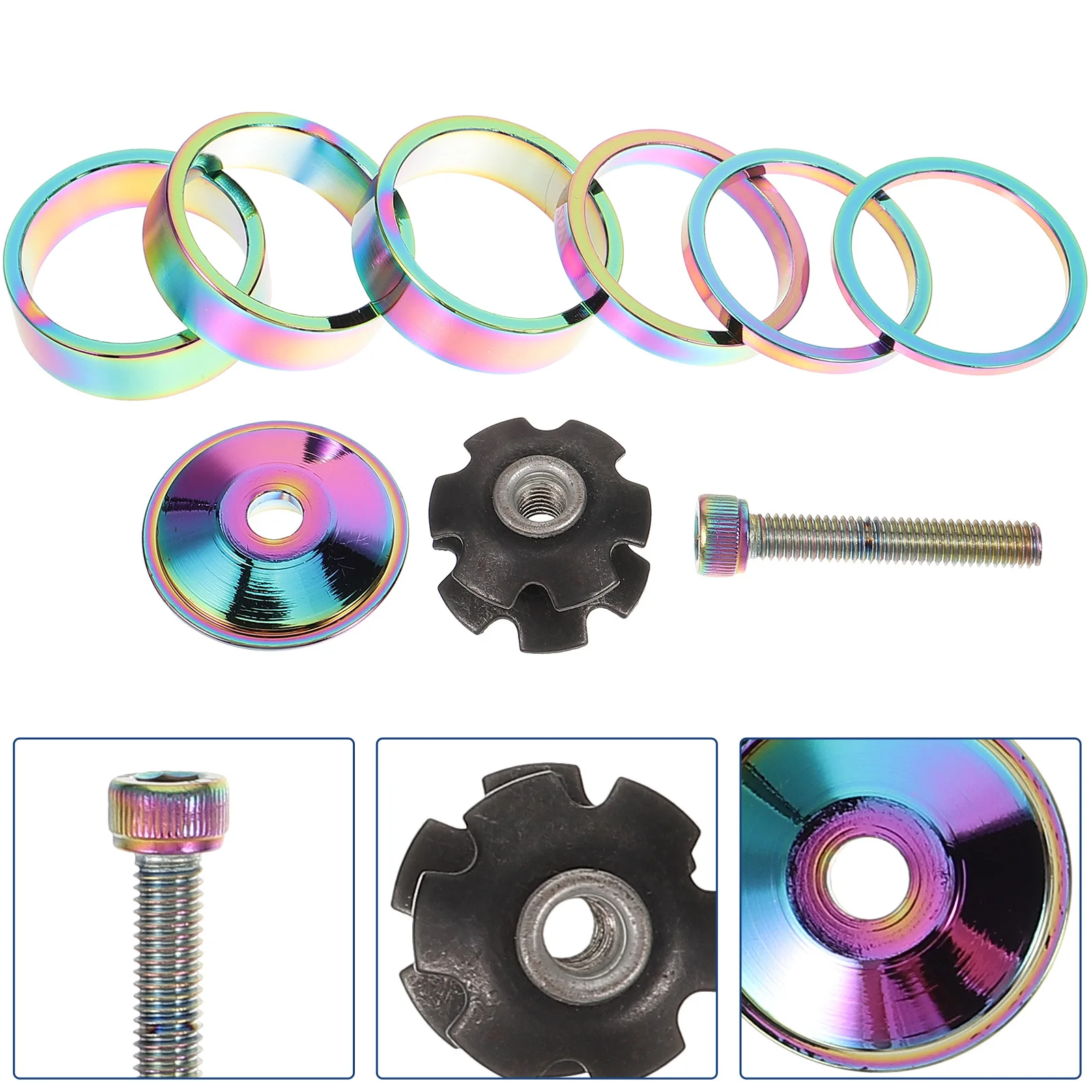 

1Set Professional Headset Spacers Durable Aluminum Alloy Bicycle Accessory Smooth Edges Lightweight Long Lasting Use