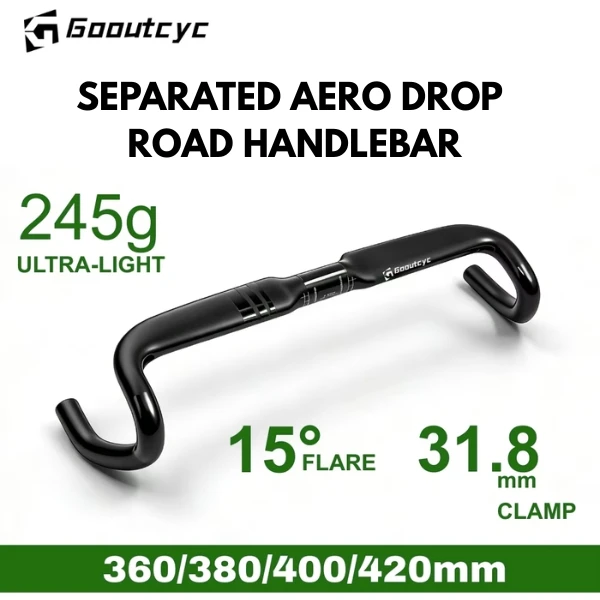 GOOUTCYC Road DROP Lenker Fahrrad Aero Carbon Rennrad Gravelbike Lenker 31,8mm Drop Gebogener Lenker Interne Kabelführung Speed Racing