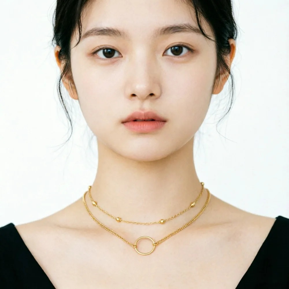 New Vintage Multi Layered Chains Necklace for Women Girls Gold Color Circle Pendant Chokers Fashion Jewelry Accessories Gifts
