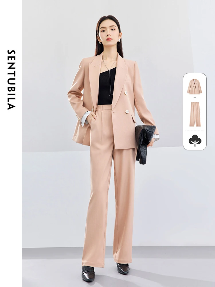 

SENTUBILA Spring Office Ladies Business Suit 2024 Women's Blazer Straight Dress Pants Two Piece Set Womens Outfit 141Z52004