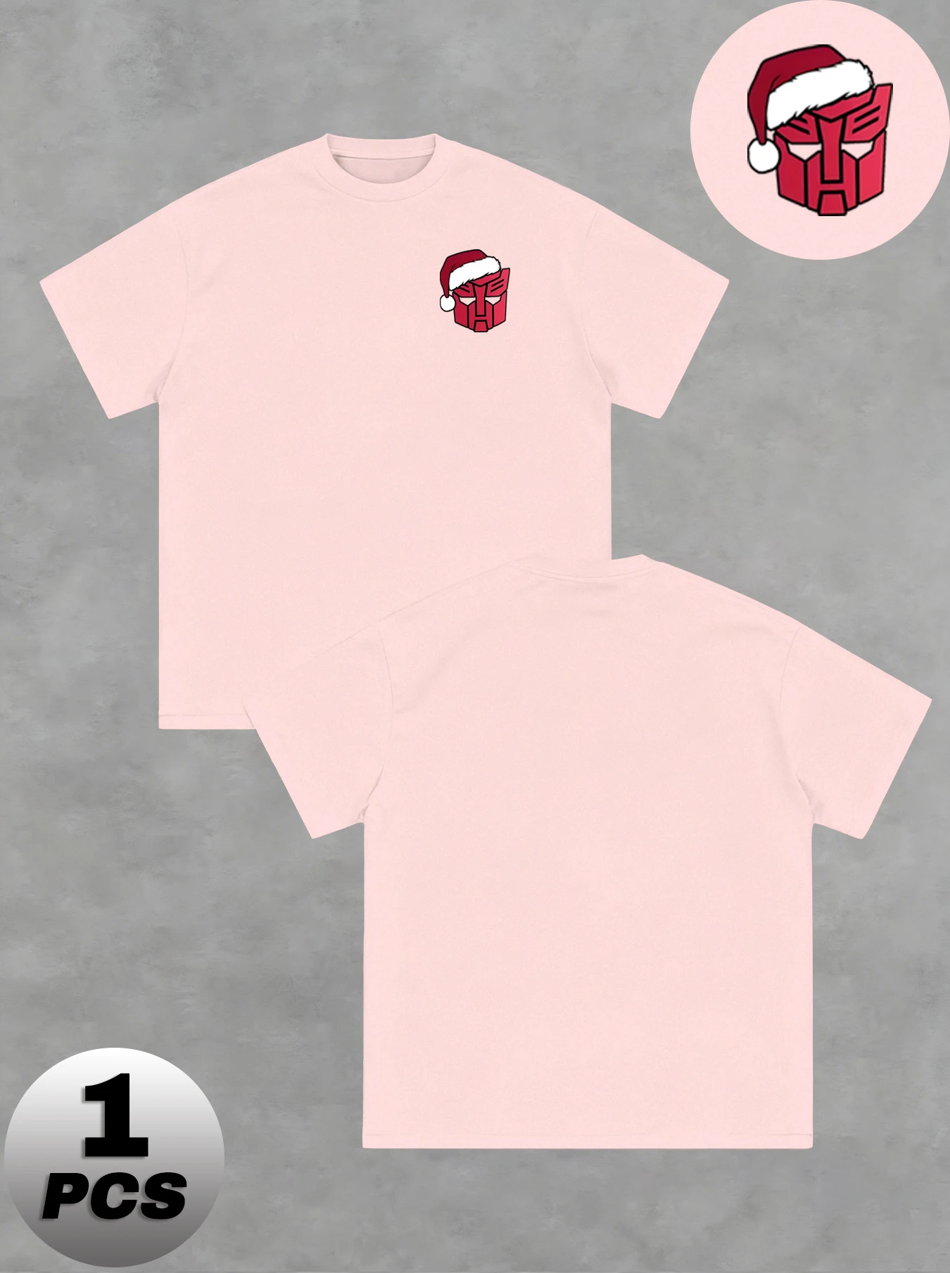 Transformers Christmas Boppy T-shirt imprimé logo rouge – Haut décontracté à manches courtes tendance pour homme, cadeau parfait pour petit ami