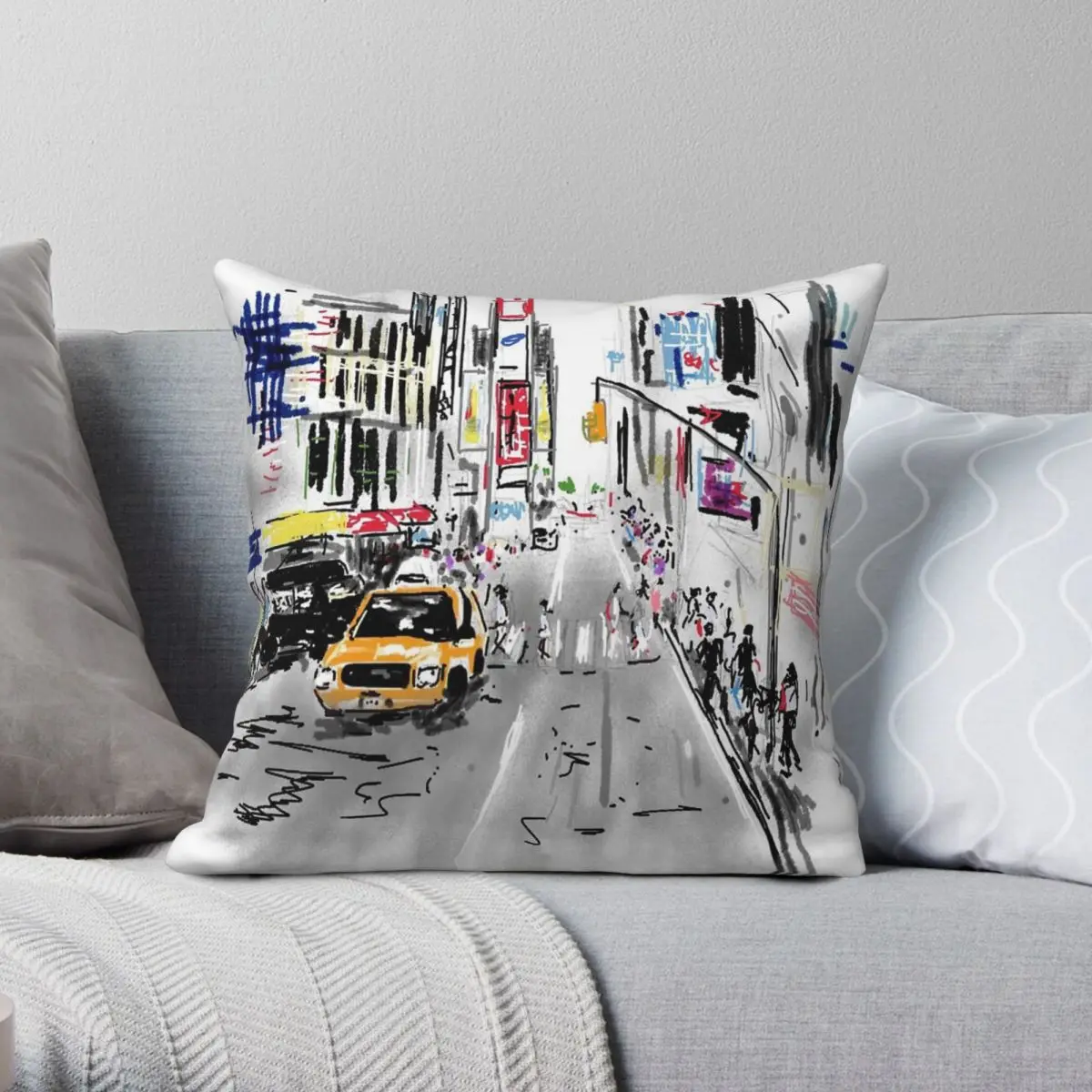 New York City Hustle Bustle Pillowcase Polyester Linen Velvet Pattern Zip Decor Home Cushion Case Wholesale