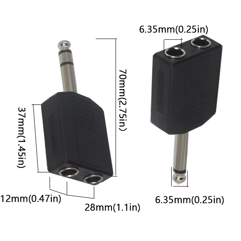 【3PCS-1PCS】Audio stereo 3pole 3.5mm 6.5 6.35mm Male Plug To 2 Dual Rca Female Jack 1/4 inch Y Splitter Connector Converter AV