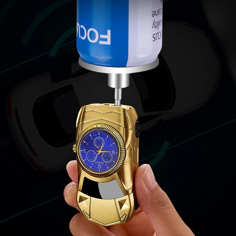 Creative Sports Car Watch Gas Windproof Lighter Colorful Lights Metal Turbine Powerful Gas Jet Torch Lighter Smoking Accessories