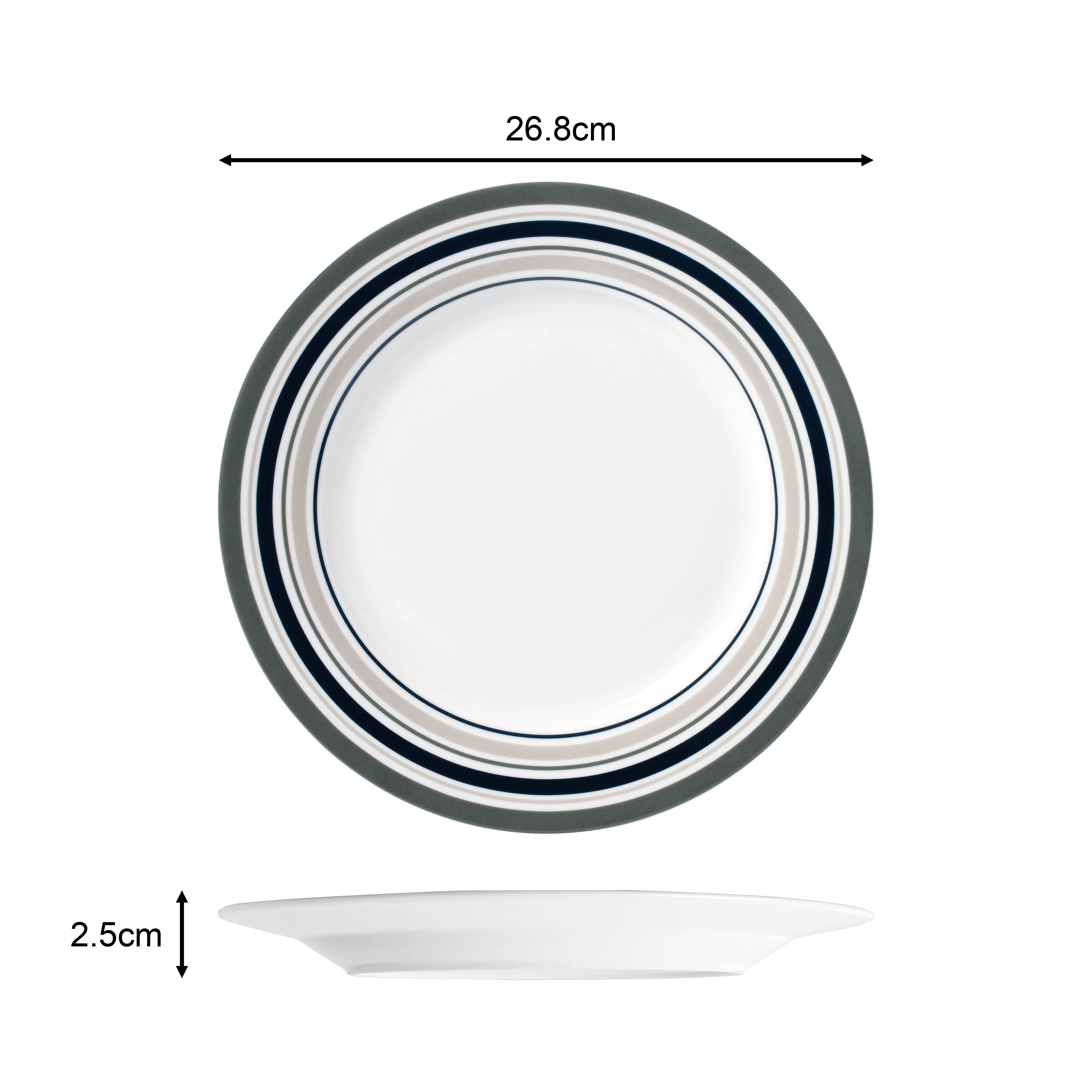 Picture 4: Waterside London 24pc Brompton Grey Stripe Porcelain Dinner Set