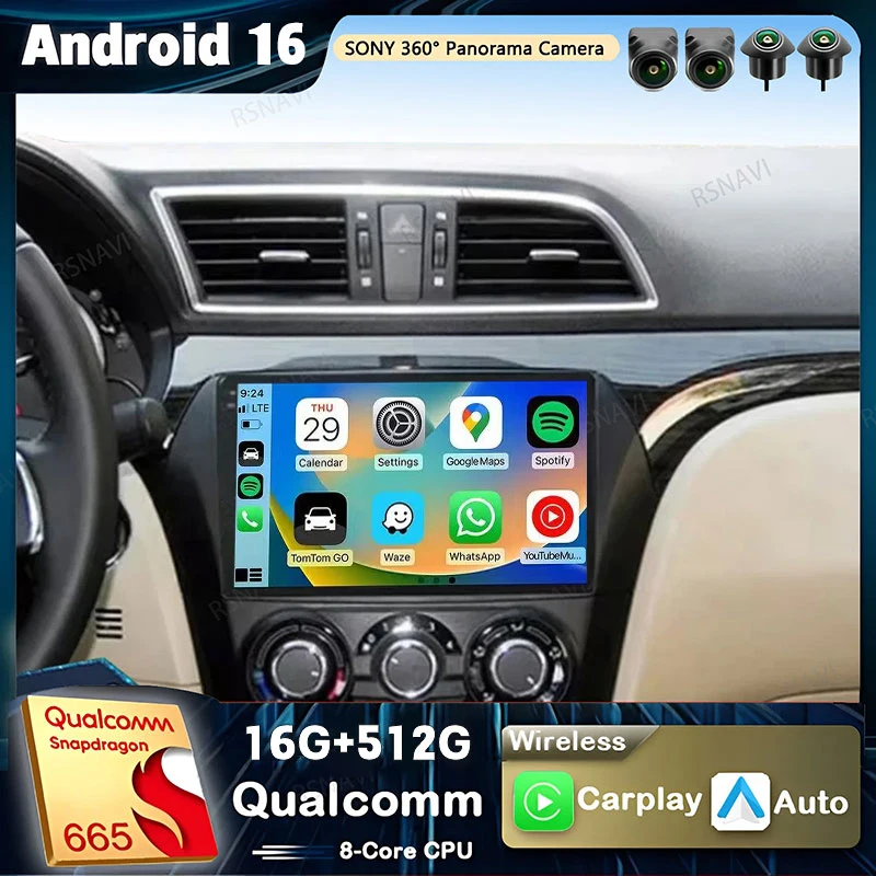 Android 16 Qualcomm Carplay Car Radio For Suzuki Alivio Ciaz 2014 - 2019 Multimedia Video Player Navigation GPS Stereo 2Din DVD