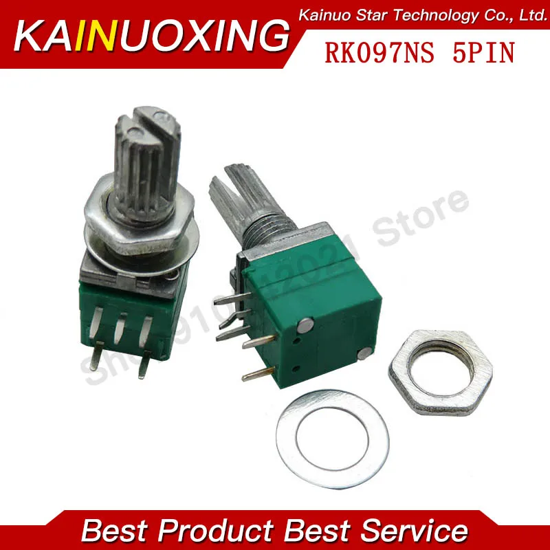 10PCS RV097NS 5Pin With Switch Sealed Audio Potentiometer B5K B10K B20K B50K B100K B500K Single Linear Variable Resistor