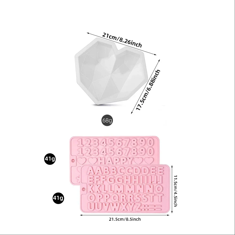 

3D Diamond Love Heart Shape for pastry Silicone Molds Baking Sponge Chiffon chocolate Mousse Dessert Cake Mold Kitchen Decorate