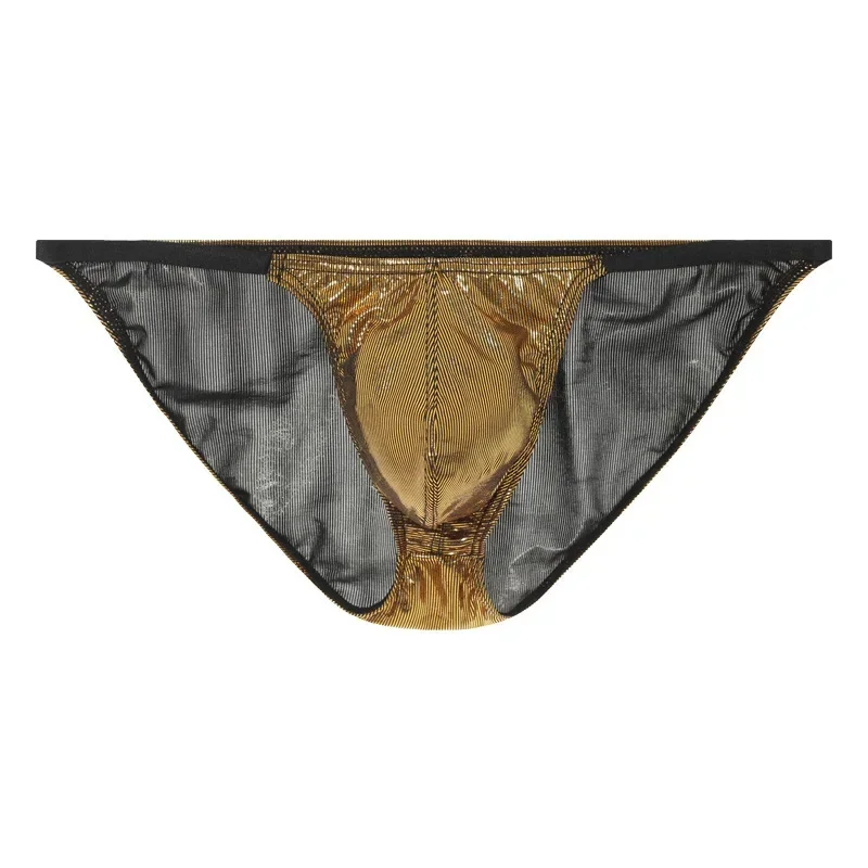 

Men‘s Erotic Briefs Gays Sexy Low Rise U Convex Pouch Underwear Shiny Glossy Faux Leather High Fork Stage Performance Underpants