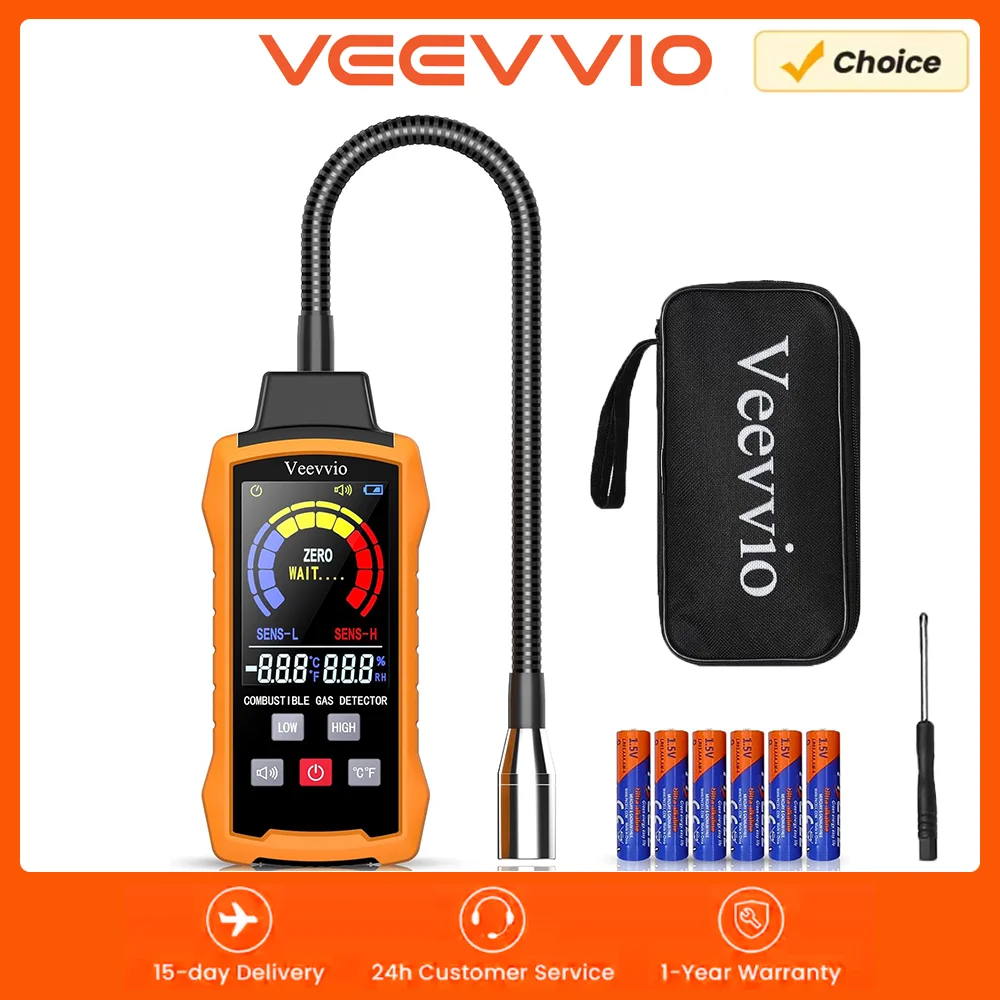 

Natural Gas Leak Detector, Combustible Gas Detector with Audible & Visual Alarm, Propane Sniffer with 11-Inch Gooseneck