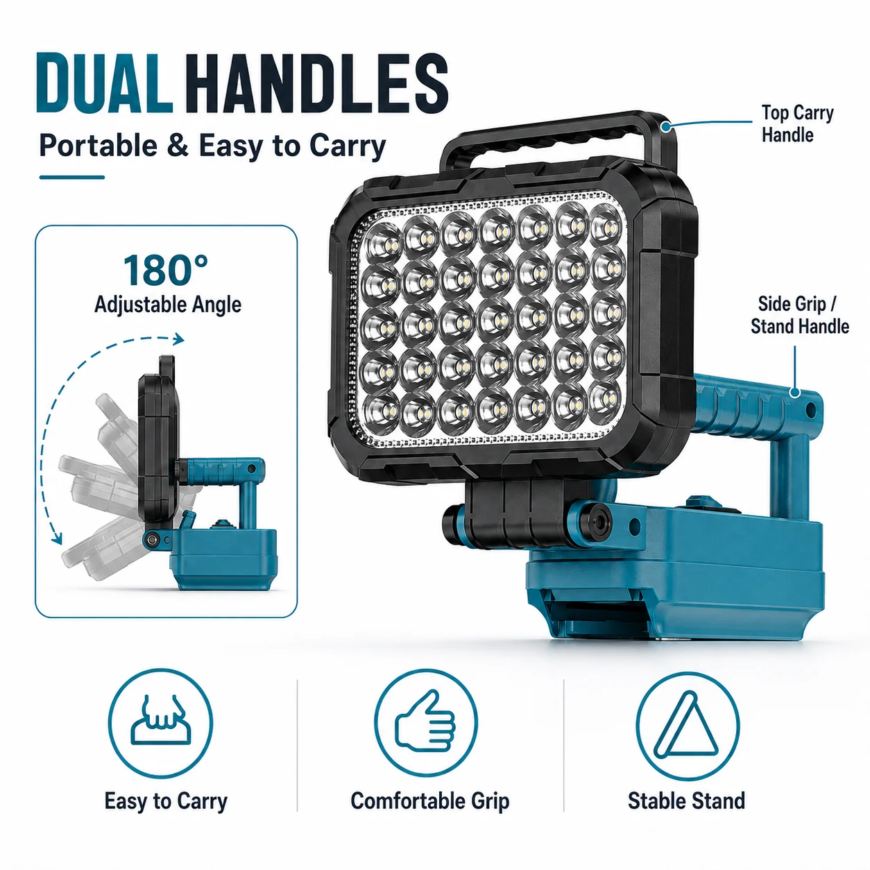 For Makita 14.4V‑18V Li‑ion Battery 5 Inch Cordless LED Work Light, Flashlight Torch Spotlight Lantern, Outdoor Camping Emergenc