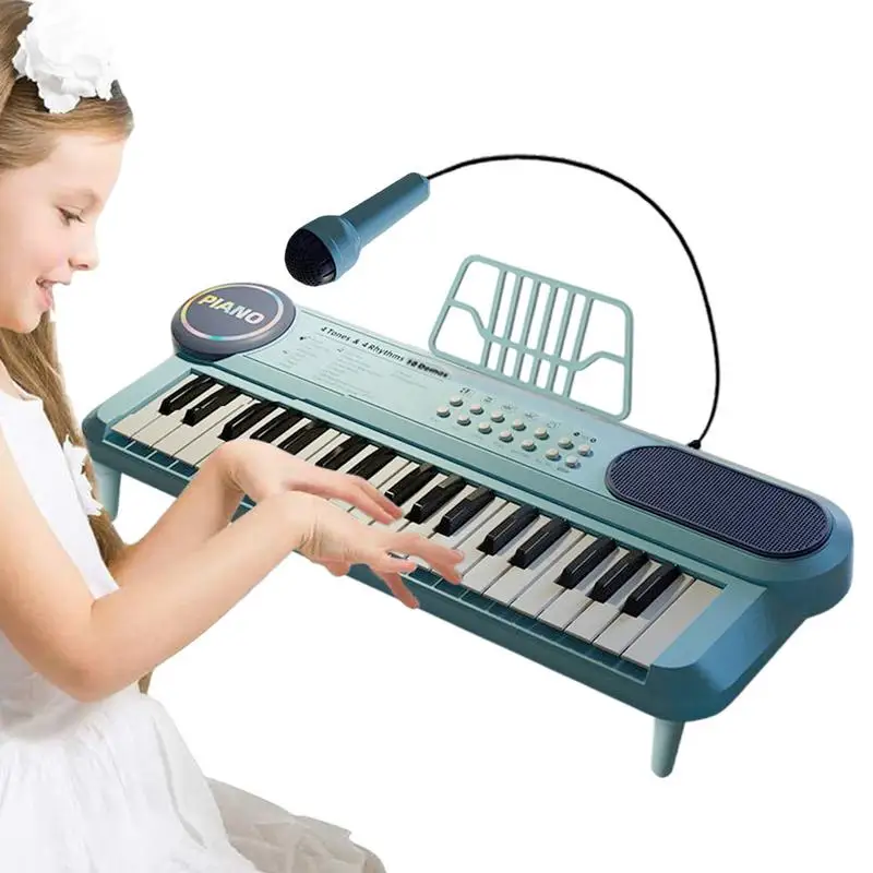 Teclado de Piano para chico, teclado de música de 37 teclas, juguete interactivo de aprendizaje, teclado de Piano, juguete para niños con micrófono para Earl