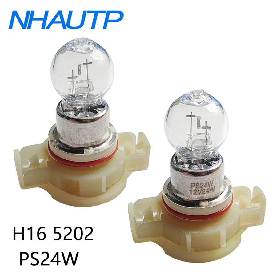 NHAUTP 2Pcs Warm White PG20-3 H16 5202 PS24W Halogen Bulbs Car Driving Lamp Daytime Running Lights DRL Quartz Glass 4300K 12V