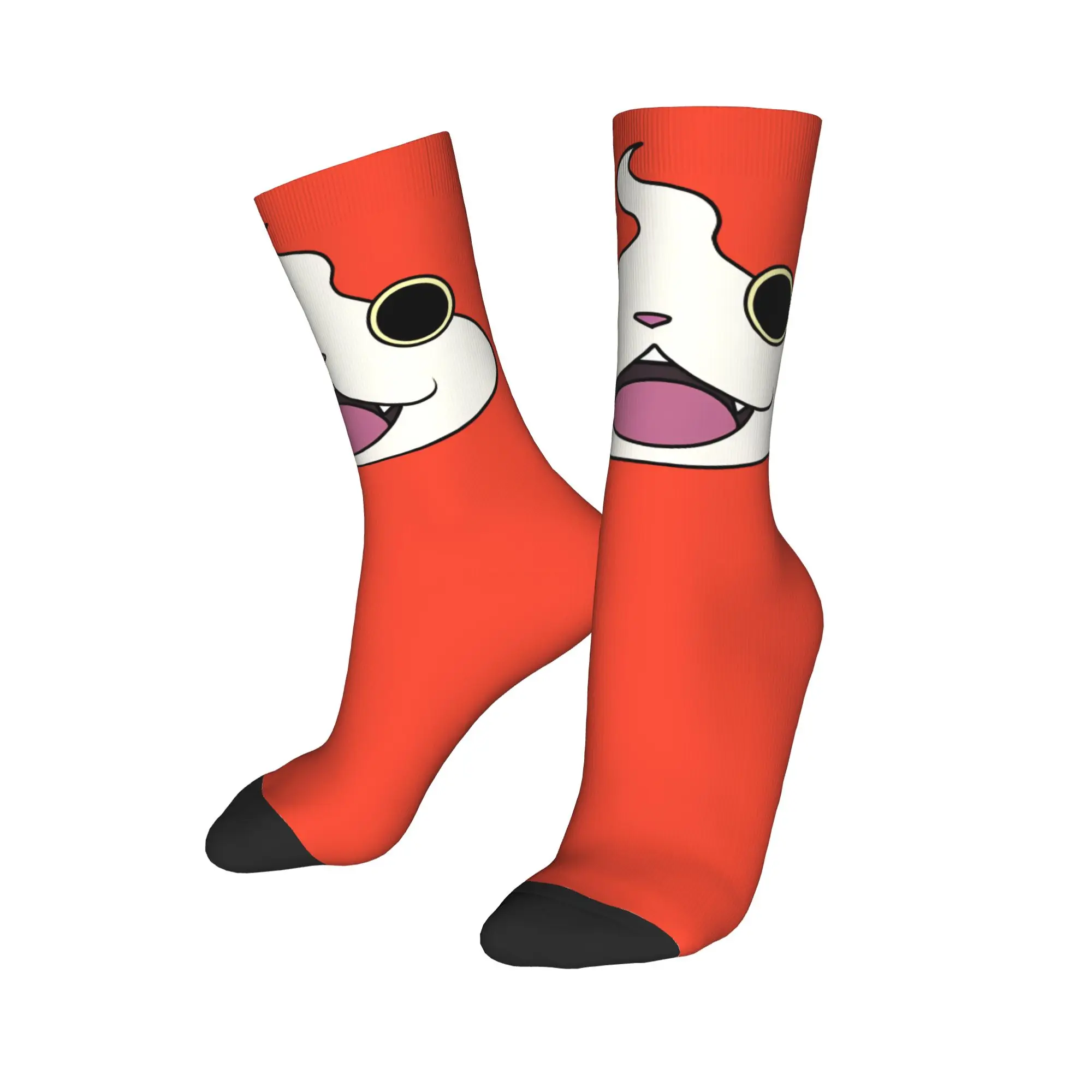 Autumn Winter Cool Women Men Yokai Watch Game Socks Jibanyan Face Sweat Absorbing Basketball Socks