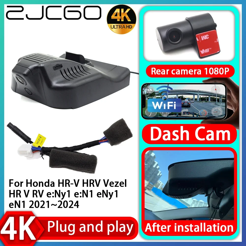 

ZJCGO UHD 4K 2160P Plug and Play DVR Dash Cam Video Recorder for Honda HR-V HRV Vezel HR V RV e:Ny1 e:N1 eNy1 eN1 2021~2024