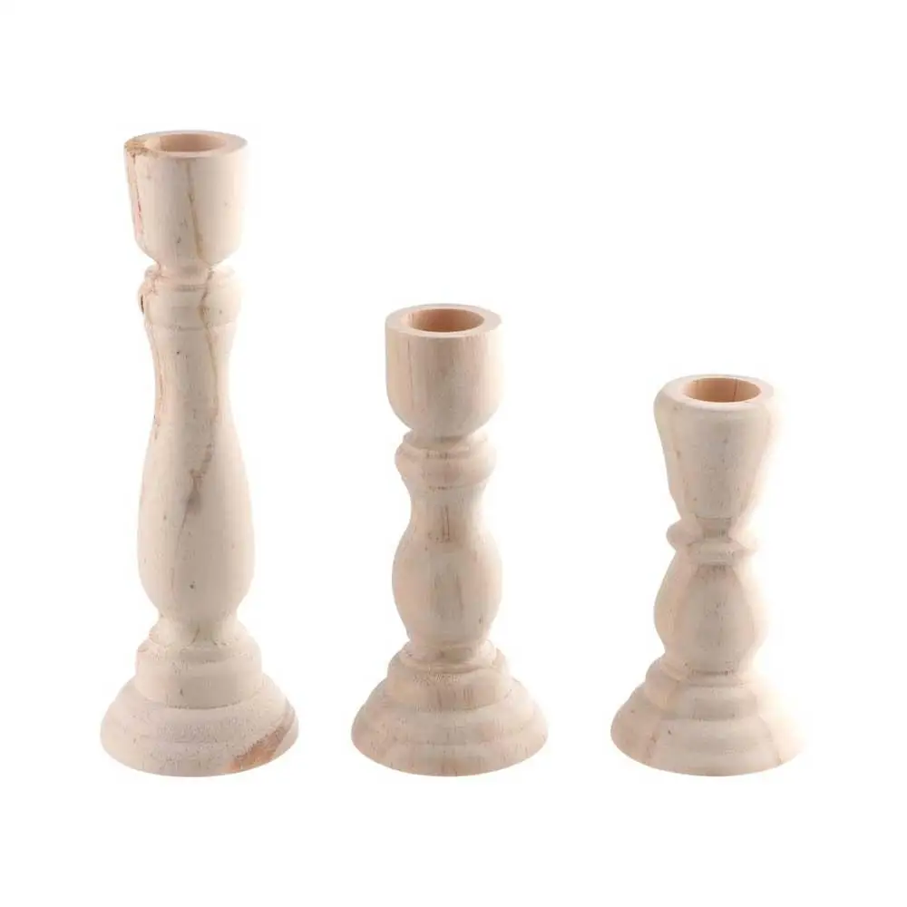 

Smoothed Vintage Craft Unpainted Retro Classic Wood Candelabros Candlesticks Holders Candle Holders Candle Stand