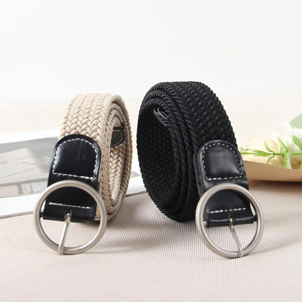 Women Canvas Belt Women Jeans Belt Women Canvas Jeans Belt No Punch-free Design Wear-resistant Braided Waistband Adjustable