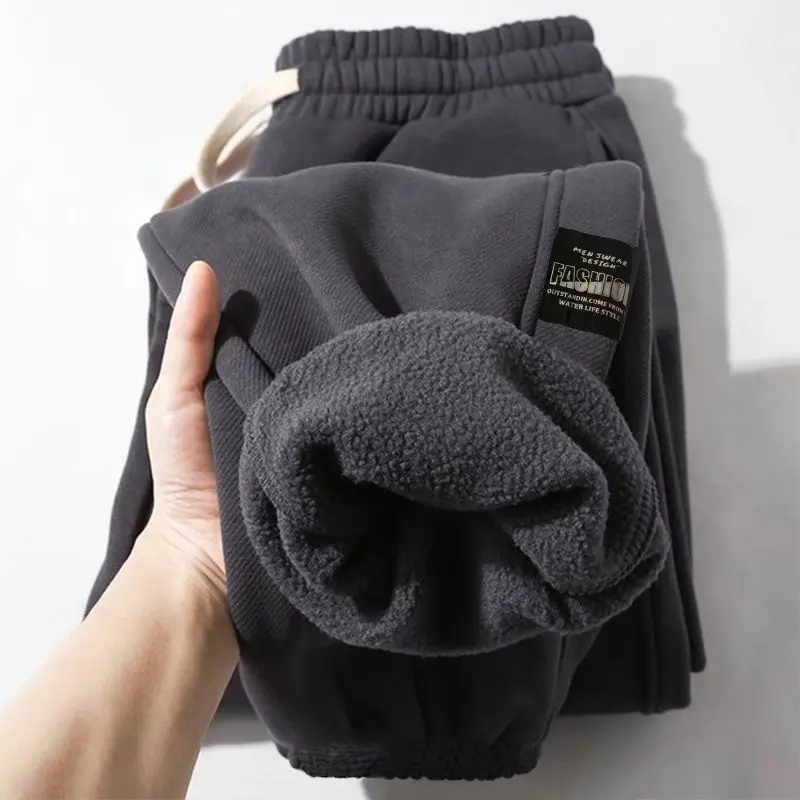 

Men's Casual Fleece Trousers Corduroy Outdoor Thickened Walking Sweatpants Versatile Elastic Waist Winter Warm Rib Leg Pants