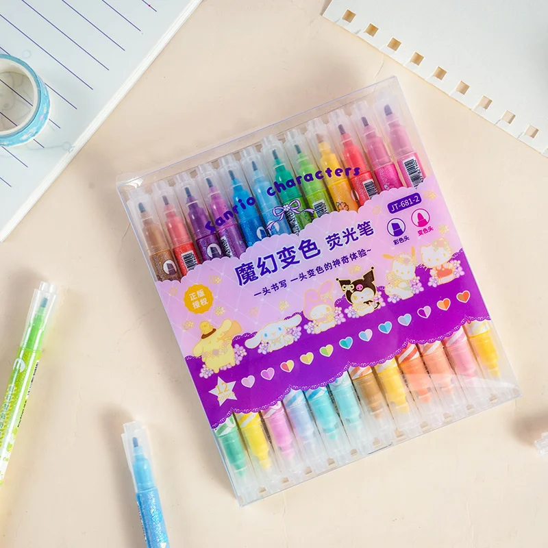 48 pcs/lot Sanrio Magic Color Changing Highlighter Pen Cute Drawing Marker Pens Fluorescent Pen Office School Supplies