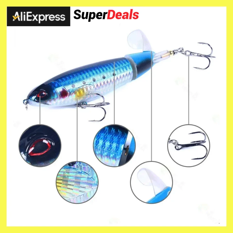 11cm/13g Topwater Artificial Bait Hard Fishing Lure Whopper Popper Plopper Soft Rotating Tail Fishing Tackle Fishing Bait