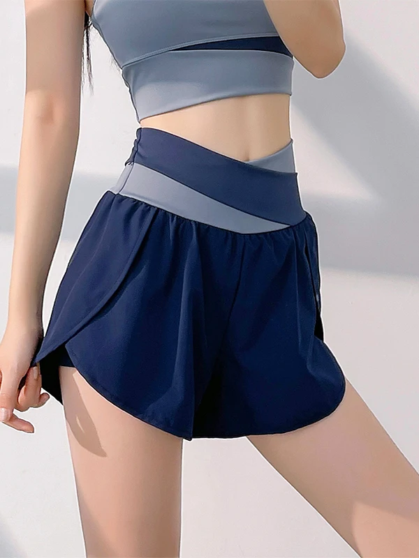 

Women's Spor Loose Fitn orts 2025 Summer High Waist Straight Leg Pants Anti-Light Running Training Yoga Set Fake Two-P...