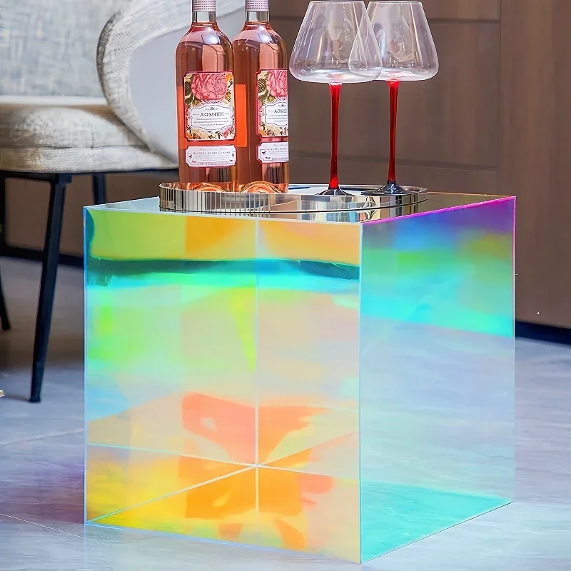 Nordic Style Colorful Acrylic Coffee Table Square Design Home Living Room Sofa Side Bedside Desk Bedroom Decorative Table