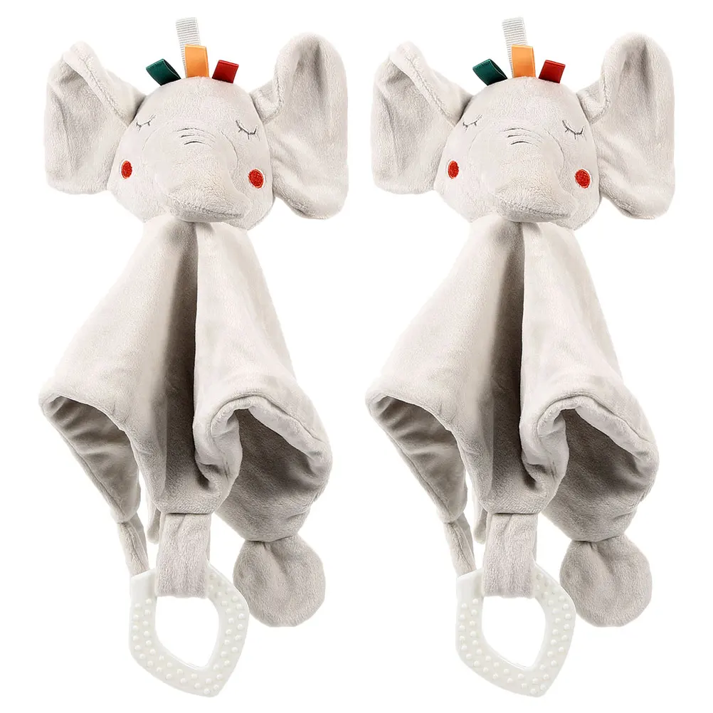 2 pçs babador do bebê bebês mordendo brinquedo calmante toalha animais cobertores de segurança bege apaziguar