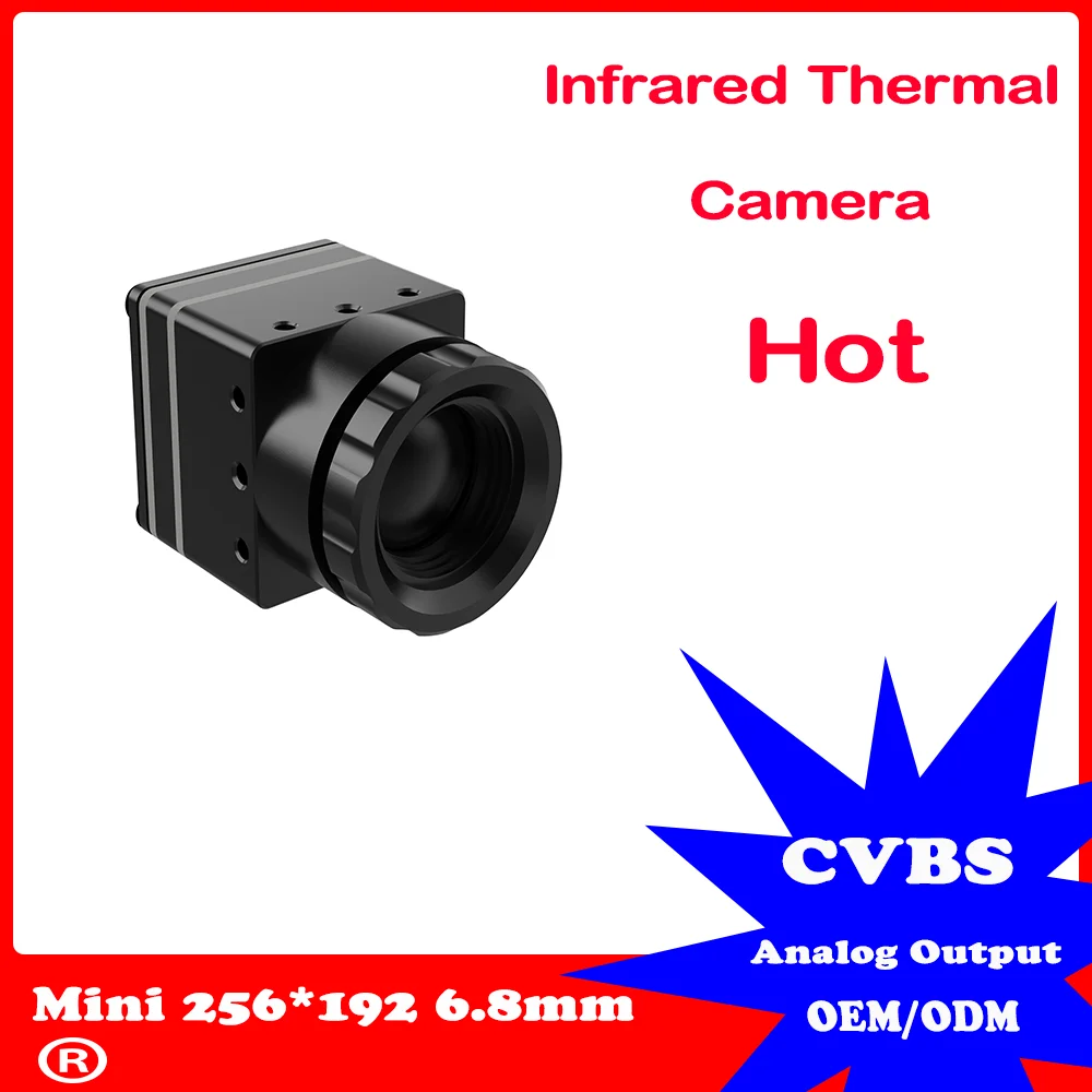 MINI 640X512 384X288 256X192 เลนส์ 6.8 มม.Thermal Imager สําหรับ FPV Drones พร้อมอินเทอร์เฟซ CVBS Longwave IR 12um Micro กล้องโมดูล