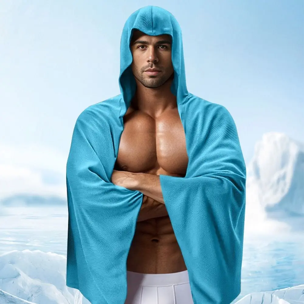 Portable Creative Sun Poncho Quick Drying Breathable Beach Hooded Cloak Snap Button Sweat Absorbent Bath Towel Cycling