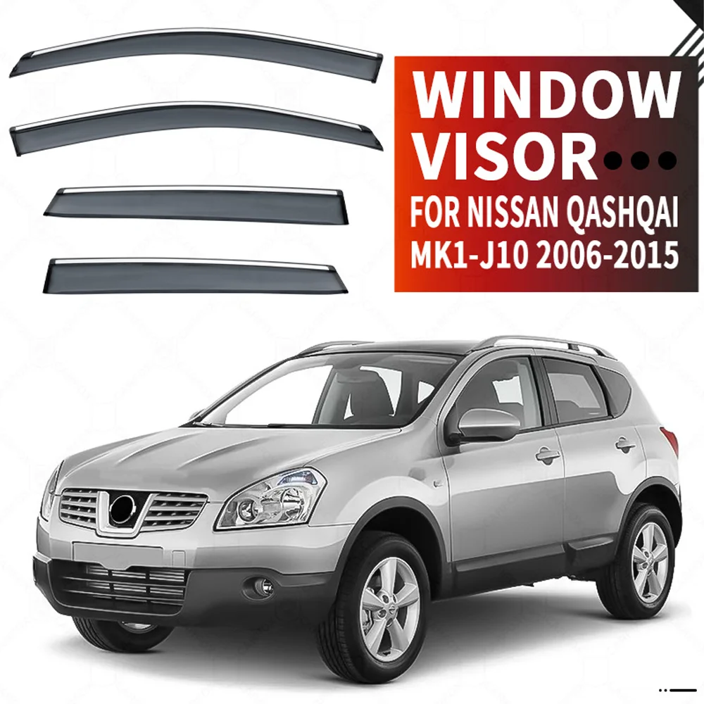 

Chrome Strips Rain Guards for NISSAN Qashqai 2007-2012 Window Visor Wind Deflectors Door Visor Vent Shades Ventvisor