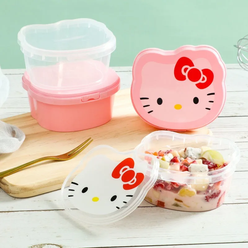 Kawaii Cartoon Hello Kitty Storage Box Cute Sanrio Desktop Clutter Sorting Box Lid Decoration Hair Clip Lunch Box Dust-Proof Box