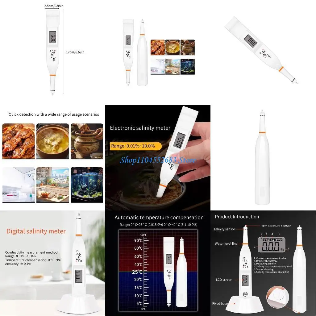 

Y6GD Salinometer Digital Salinity Meter Electronic Salts Meter Analyzers For Kitchen Soup Salinity Tester Pen