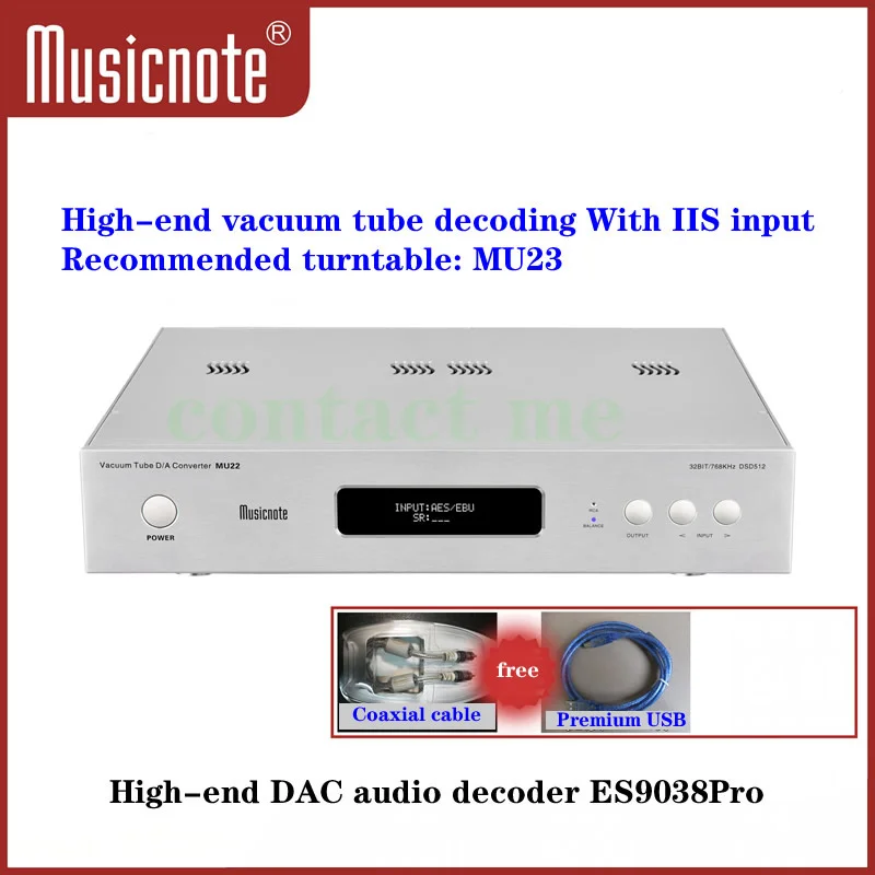 Musicnote MU22 DAC Audio Decoder, ES9038Pro D/A HIFI Vacuum Tube Decoder, support XMOS, LDAC, APTX/HD, SBC, AAC