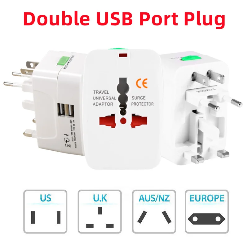 

Universal Electrical Socket 2 USB Port Wall Charger Travel Socket Plug Adapter Multi Function Conversion Plug EU US UK AU