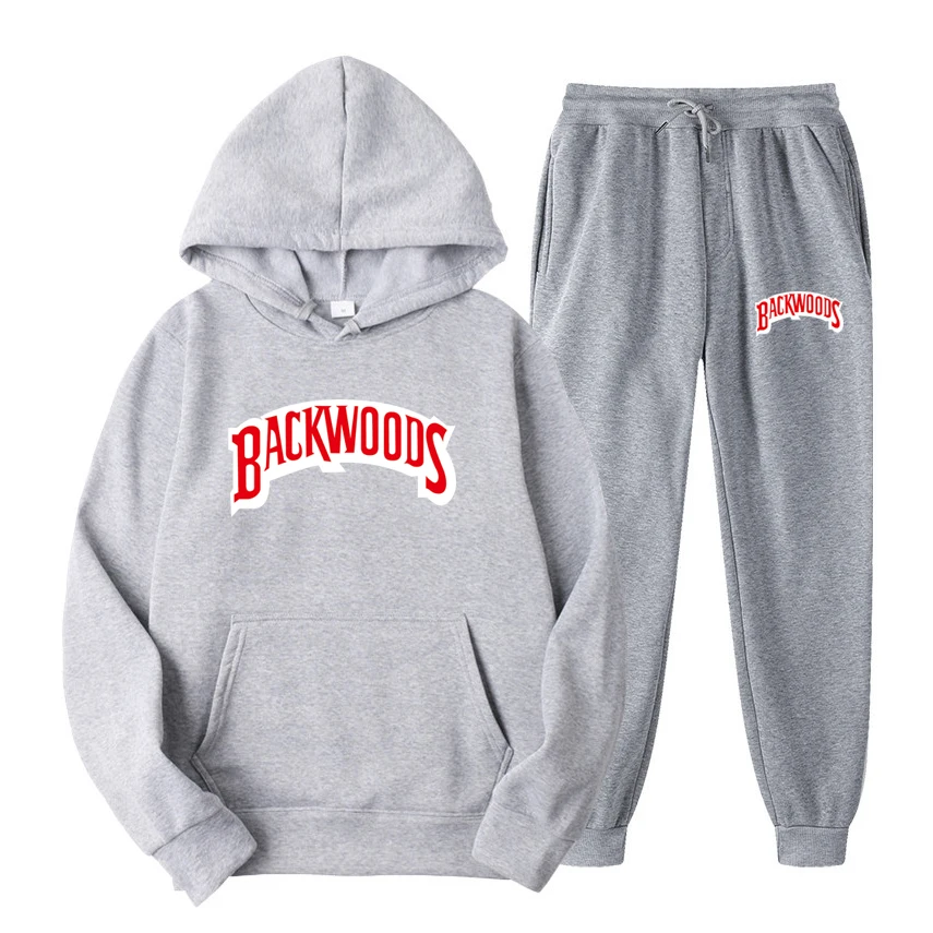 Men\'s Women\'s Casual Hoodies Sets Backwoods Fleece Hooded Sweatshirts+Pants Suit Male Autumn Winter Sportswear Two Pieces Set