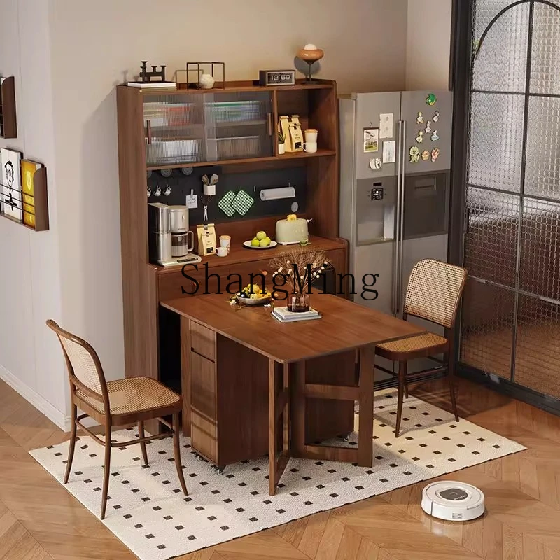 

ZYY solid wood folding side cabinet dining table integrated wall household locker