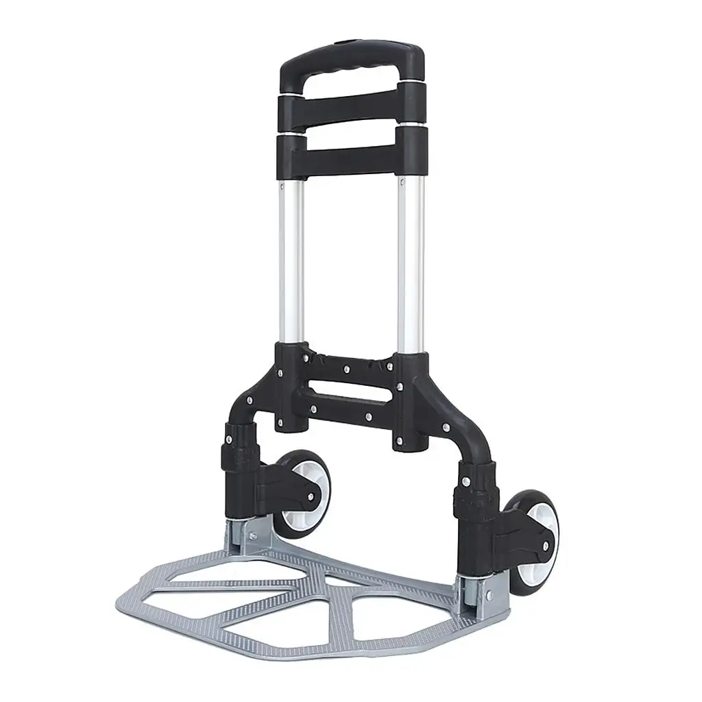 Aluminum Alloy Folding Hand Truck Portable Wheel Barrow Cart Trolley for Shopping Moving, Height Adjustable