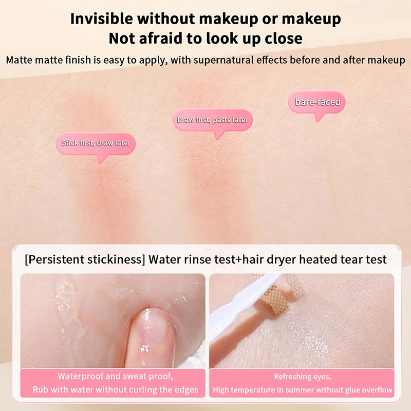 128Pcs/Box Double Eyelid Stickers With Handle Natural Invisible And Long-lasting Shaping Big Eye Beauty Tapes Lifting Eye Strips