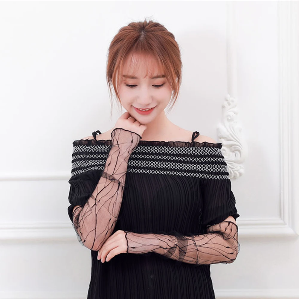 Cycling Bike UV Arm Warmers Thin Sunscreen Long-Sleeved Driving Gloves Mesh Lace Gloves Sun Protection Sleeves