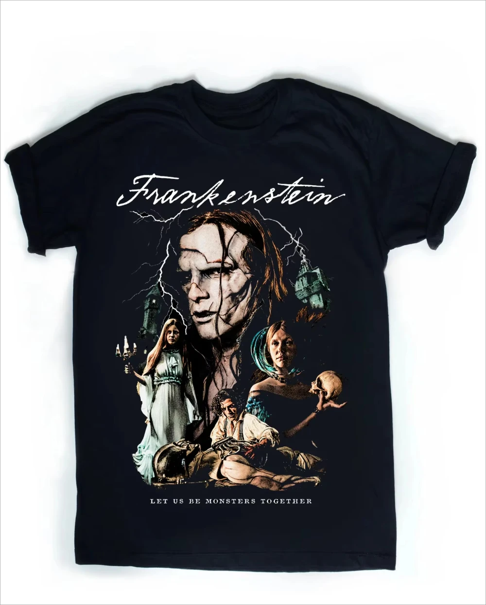 Women's Frankenstein T-shirt Elizabeth and the Monster Pure Love Horror Gothic Film Theme. Unisex All-Season Pure Cotton T-shirt