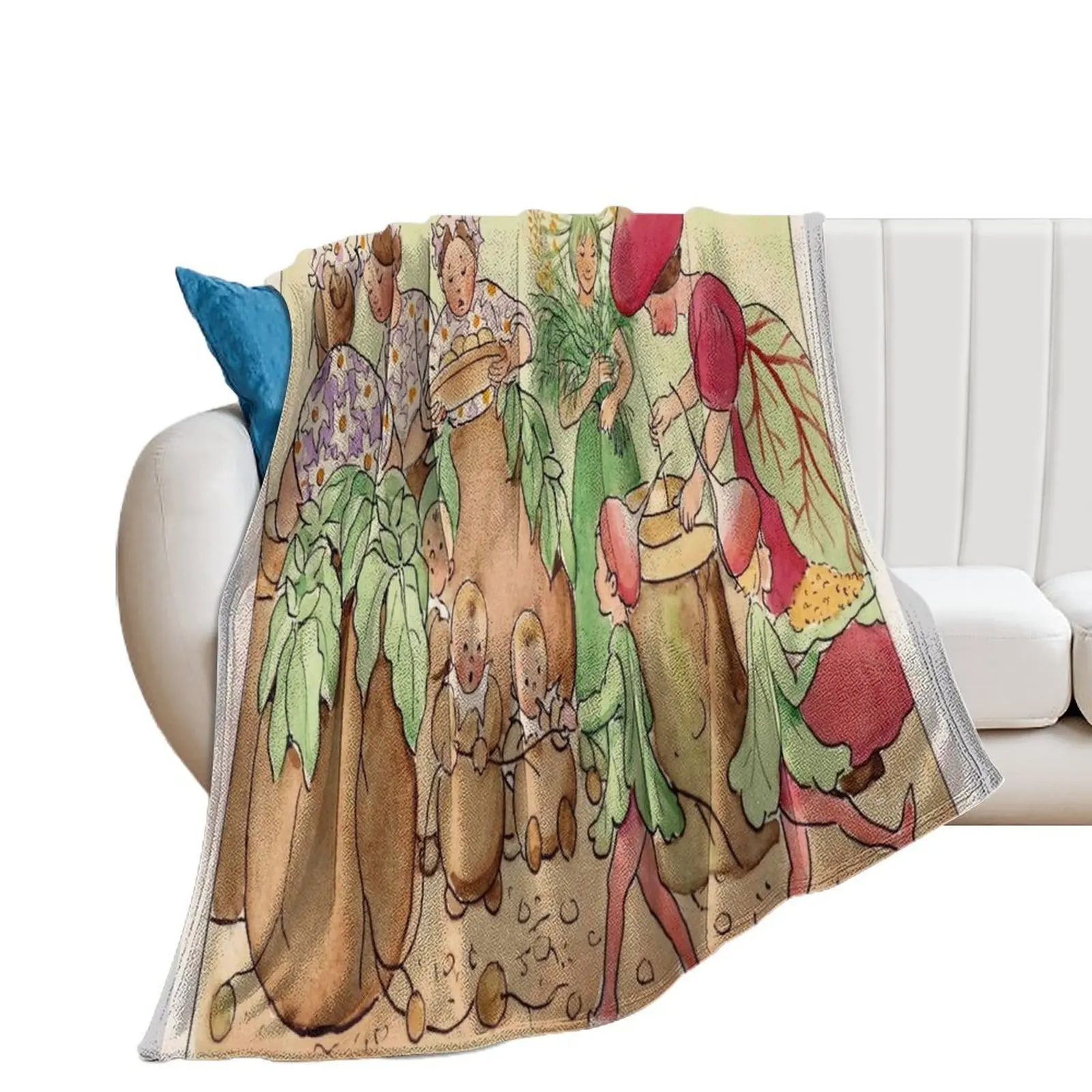 “The Root Cellar” by Elsa Beskow (1921) Throw Blanket wednesday Vintage Plush heavy to sleep Blankets