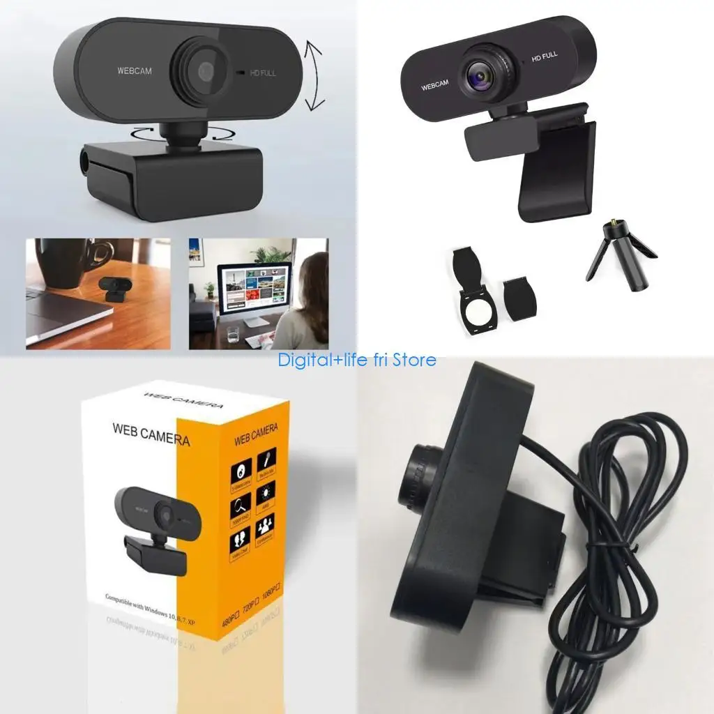 E06D 1Set Desktop Webcam 1080P/2K/4K Video with Flexible Stand And Privacy Cover For Video Calls And Streaming