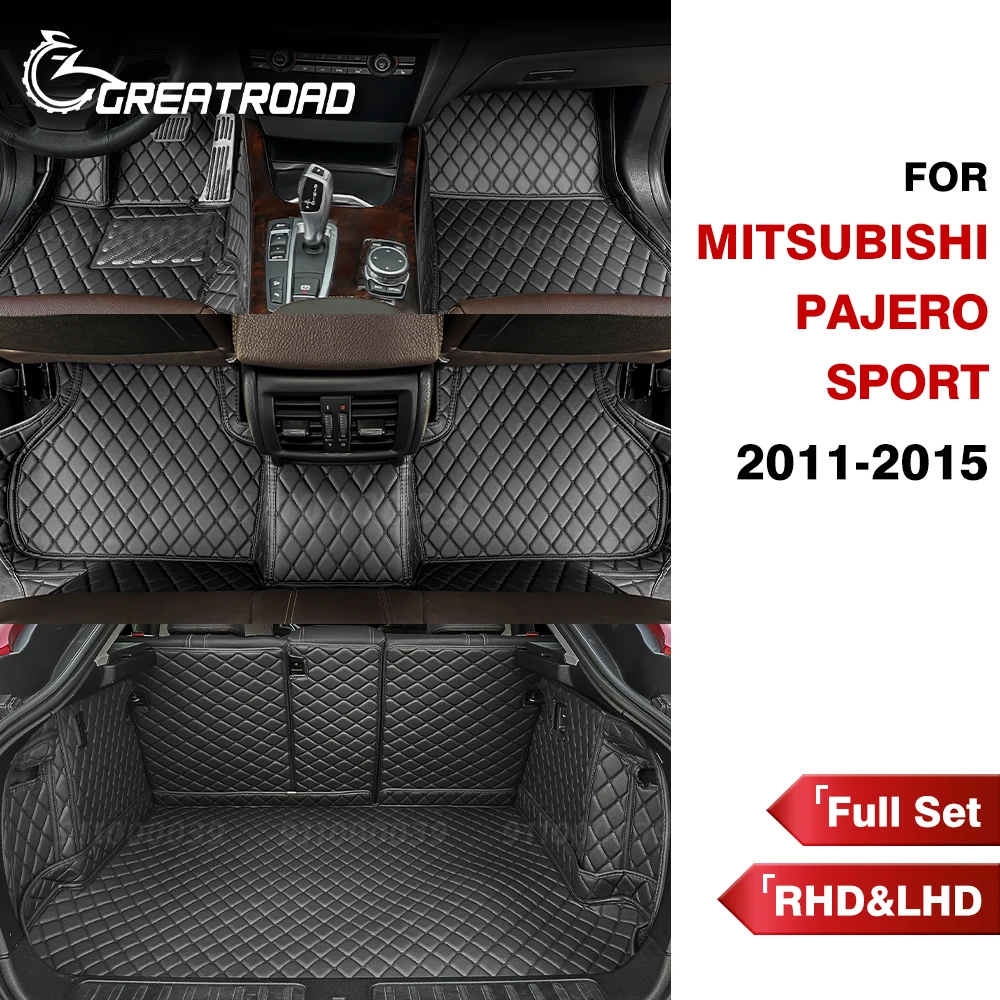 

Car floor mat&Trunk Mat for Mitsubishi pajero sport 7 Seats 2011 12 13 14 15 Custom foot Pads carpet cover Interior Accessories