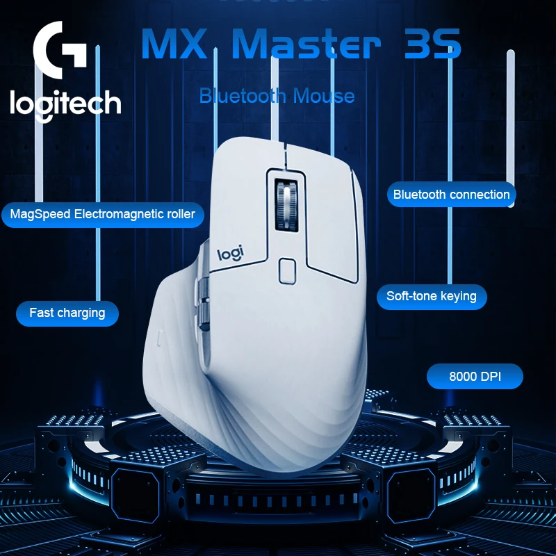 Logitech MX Master 3S Wireless Bluetooth Mouse Business Office Softtone Mouse Ergonomic Business Office Mouse