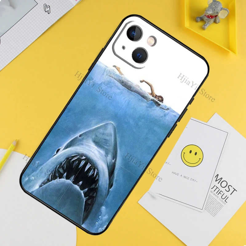 Jaws 1975 Movie Poster Phone Case For iPhone 13 12 11 14 15 16 Pro XS Max XR X Silicone For iPhone 12 Mini Plus Cover